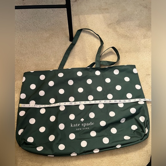 Kate Spade Green-White Polka Dots Canvas Tote XL Bag - Picture 3 of 5